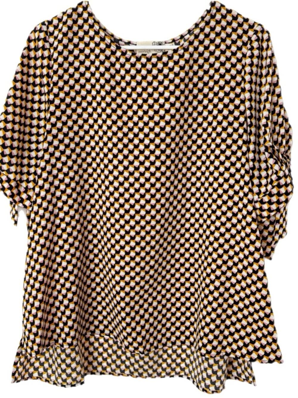 Everleigh Womens Geometric Print Round-Neck Top - Sz M